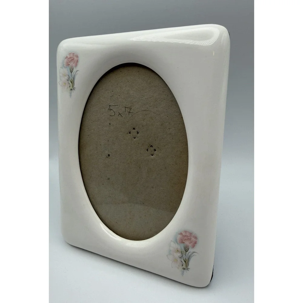 Vintage White Pastel Floral Photo Picture Frame 5x7 Cottagecore